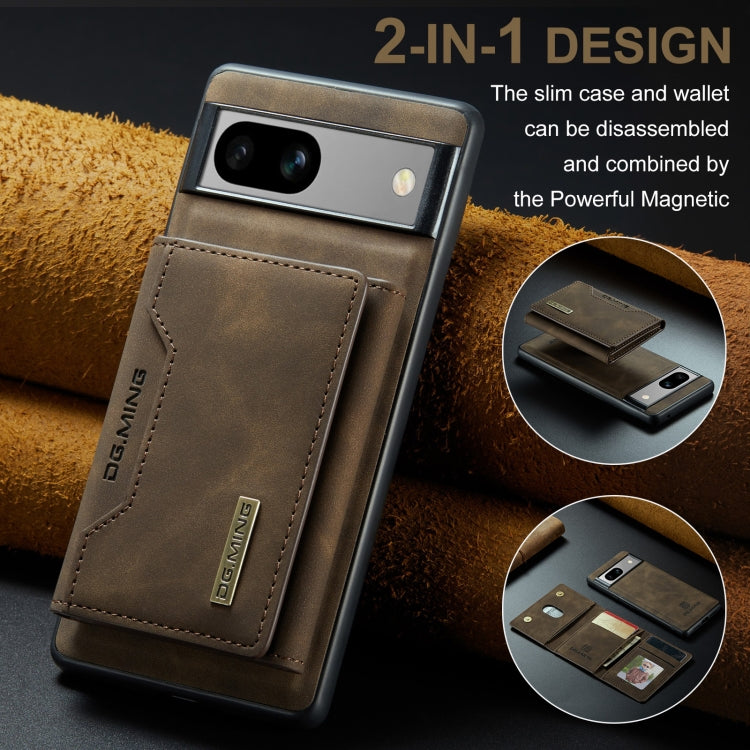 For Google Pixel 7A DG.MING M2 Series 3-Fold Multi Card Bag Magnetic Phone Case(Coffee)