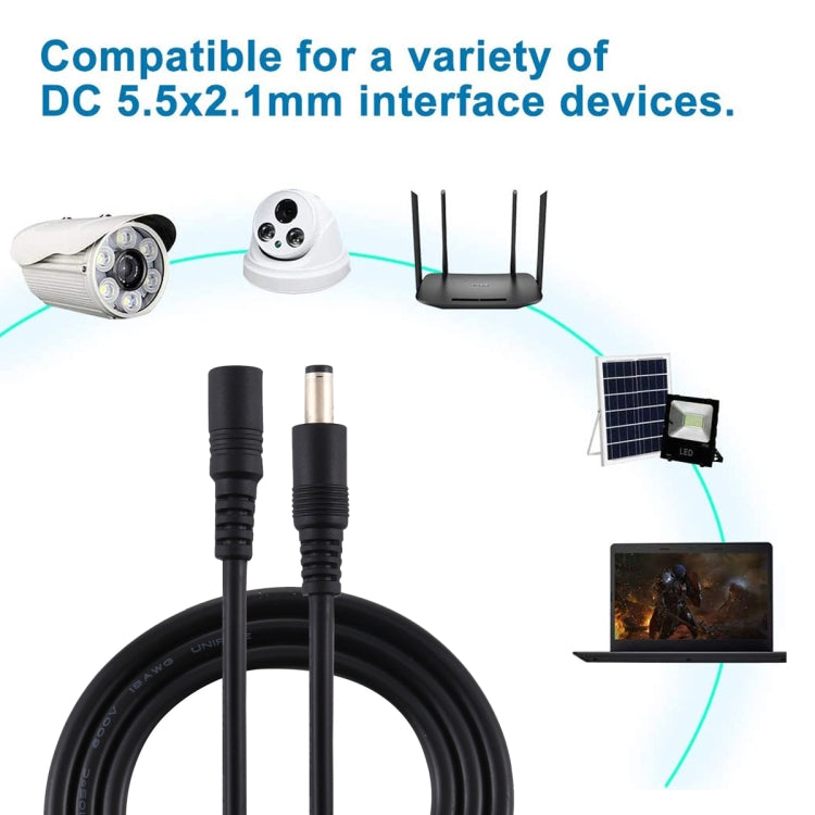 8A 5.5 x 2.1mm Female to Male DC Power Extension Cable, Length:3m(Black)