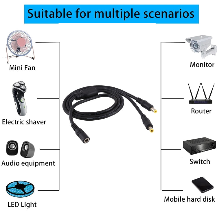 5.5mm x 2.5mm DC Power Splitter Cable 1 to 2 70cm