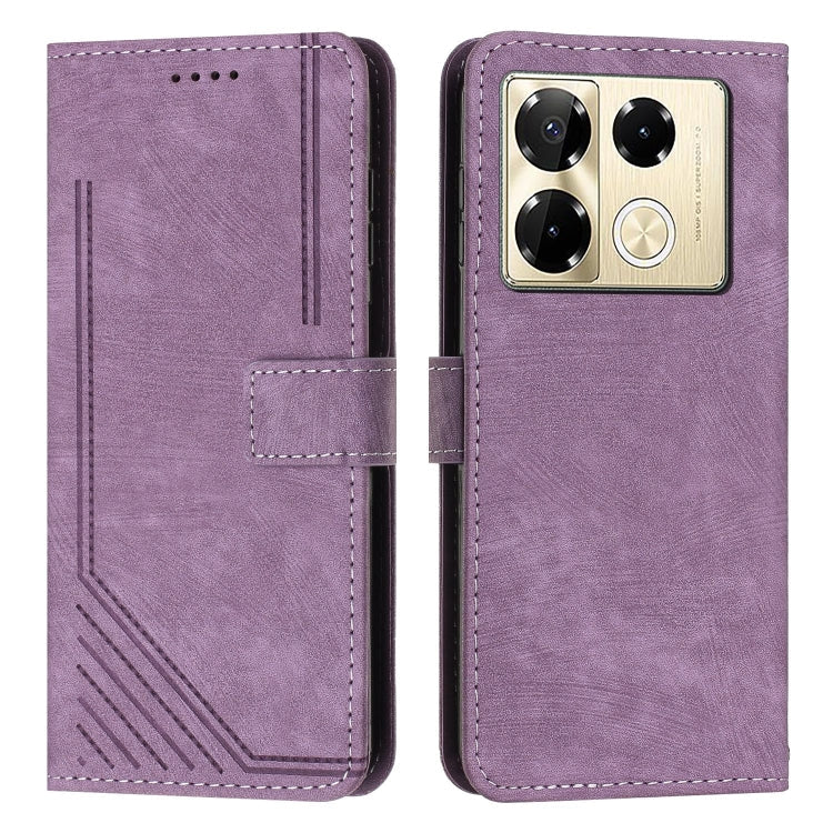 Skin Feel Stripe Pattern Leather Phone Case with Lanyard, For Infinix Hot 50 Pro+ 4G, For Infinix Note 40 5G, For Infinix GT 20 Pro, For Infinix Note 40 Pro 4G / 5G