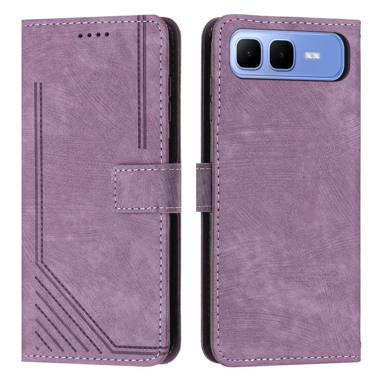 Skin Feel Stripe Pattern Leather Phone Case with Lanyard, For Infinix Hot 60 4G / Hot 60i 4G, For Infinix Hot 60 Pro+ 4G, For Infinix Hot 60 Pro 4G, For Infinix Smart 10 Plus 4G