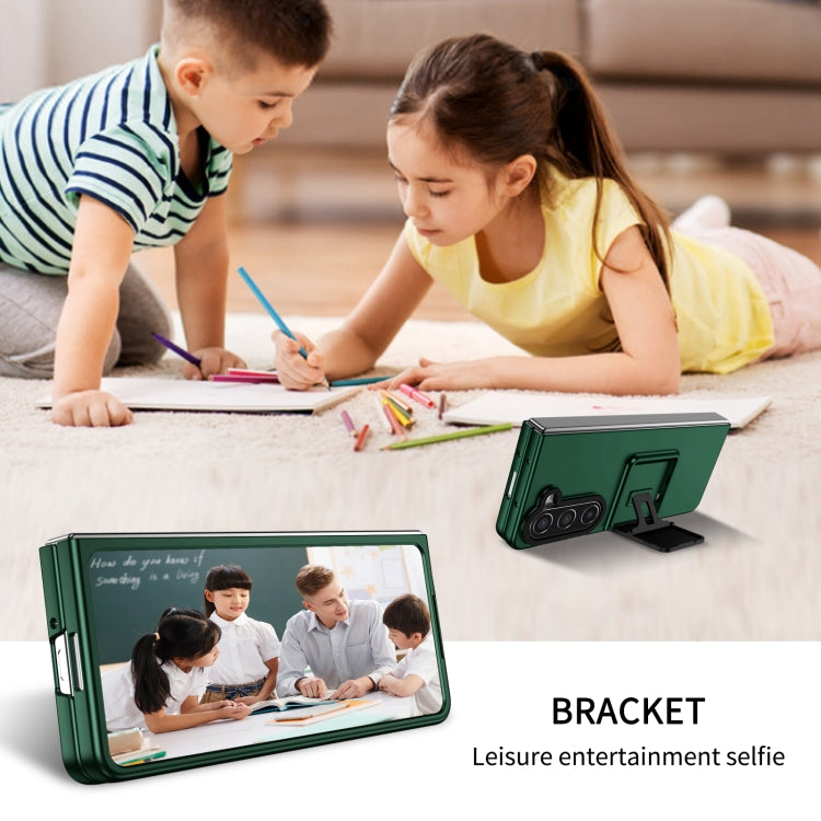 For Samsung Galaxy Z Fold5 Three-dimensional Folding Holder PC Phone Case(Green)