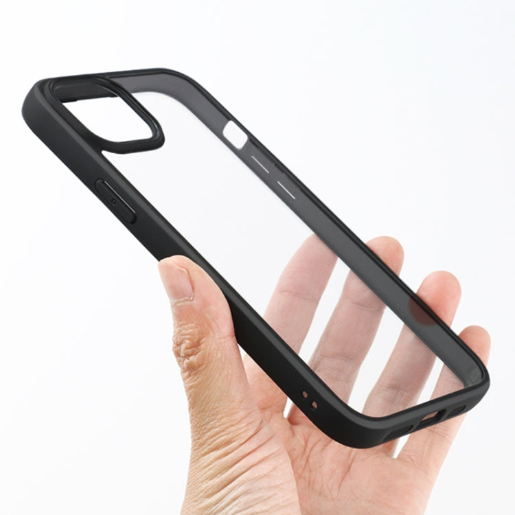For iPhone 15 Frosted TPU Transparent PC Phone Case(Black)