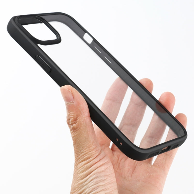 For iPhone 15 Plus Frosted TPU Transparent PC Phone Case(Black)