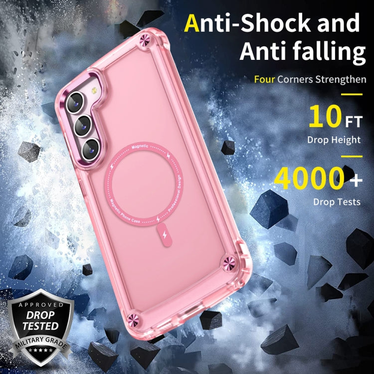 For Samsung Galaxy S23 5G Skin Feel TPU PC MagSafe Magnetic Phone Case(Transparent Pink)