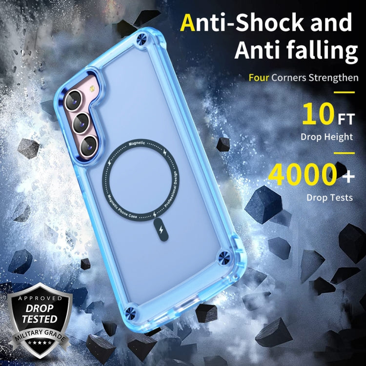 For Samsung Galaxy S23 5G Skin Feel TPU PC MagSafe Magnetic Phone Case(Transparent Blue)