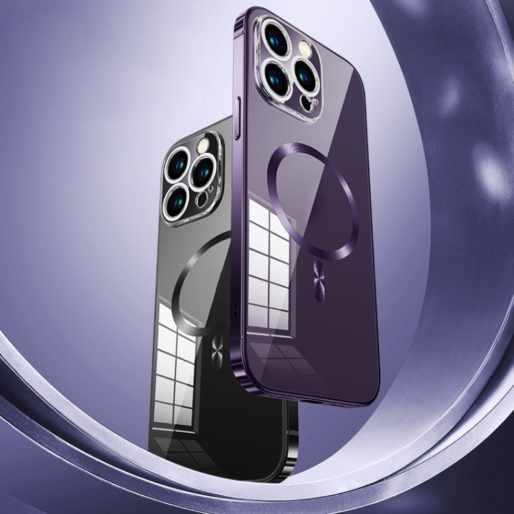 MagSafe Magnetic Stainless Steel Frame Transparent TPU Phone Case, For iPhone 14, For iPhone 14 Pro Max