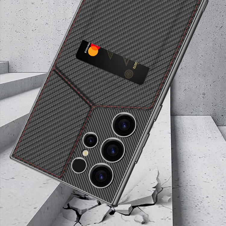 For Samsung Galaxy S24 Ultra 5G GKK Rotor Bracket Recessed Card Bag Full Coverage Phone Case(Black)