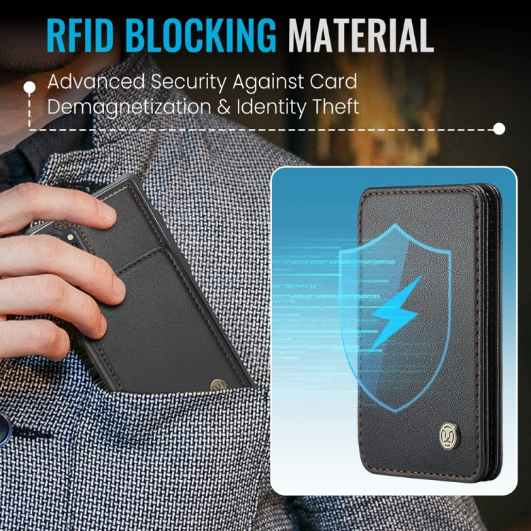 For Samsung Galaxy Note10+ 5G JEEHOOD J05 Business Magnetic Style RFID Leather Phone Case(Black)