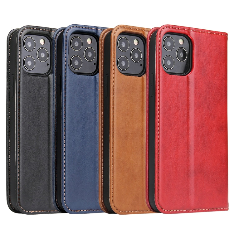 For iPhone 12 mini Fierre Shann PU Genuine Leather Texture Horizontal Flip Leather Case with Holder & Card Slots & Wallet(Red)