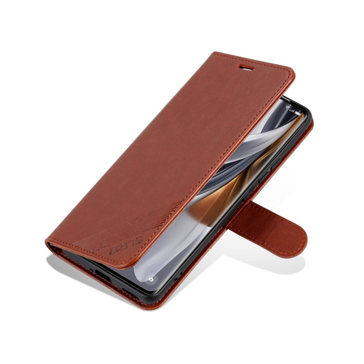 For Redmi K80 AZNS Sheepskin Texture Flip Leather Phone Case(Brown)