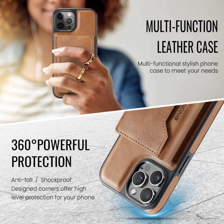 For iPhone 12 Pro Max MAGKING K2 Series MagSafe RFID Card Bag Detachable Phone Case(Brown)