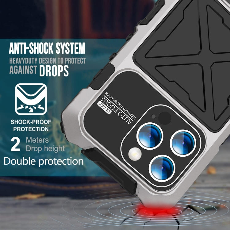 For iPhone 15 Pro Max R-JUST Life Waterproof Dustproof Shockproof Phone Case(Silver)