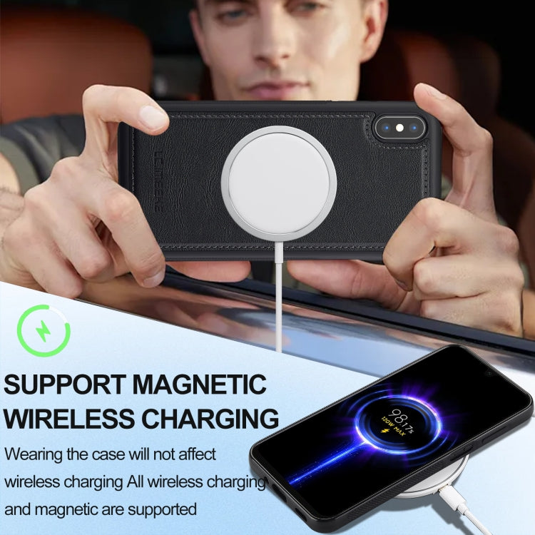 For iPhone XS Max LC.IMEEKE L3 Series Detachable RFID Card Bag Magsafe Phone Case(Black)