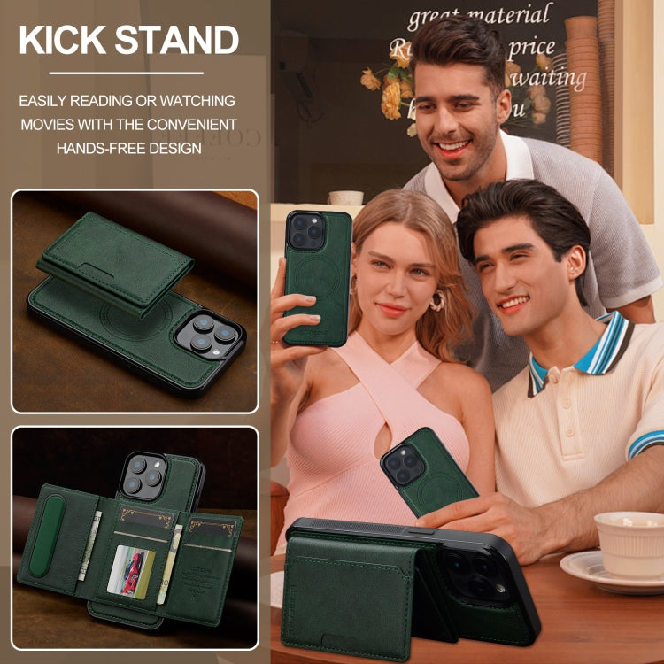 For iPhone 15 Pro LC.IMEEKE L5 Series Detachable RFID Card Bag Magsafe Phone Case(Green)