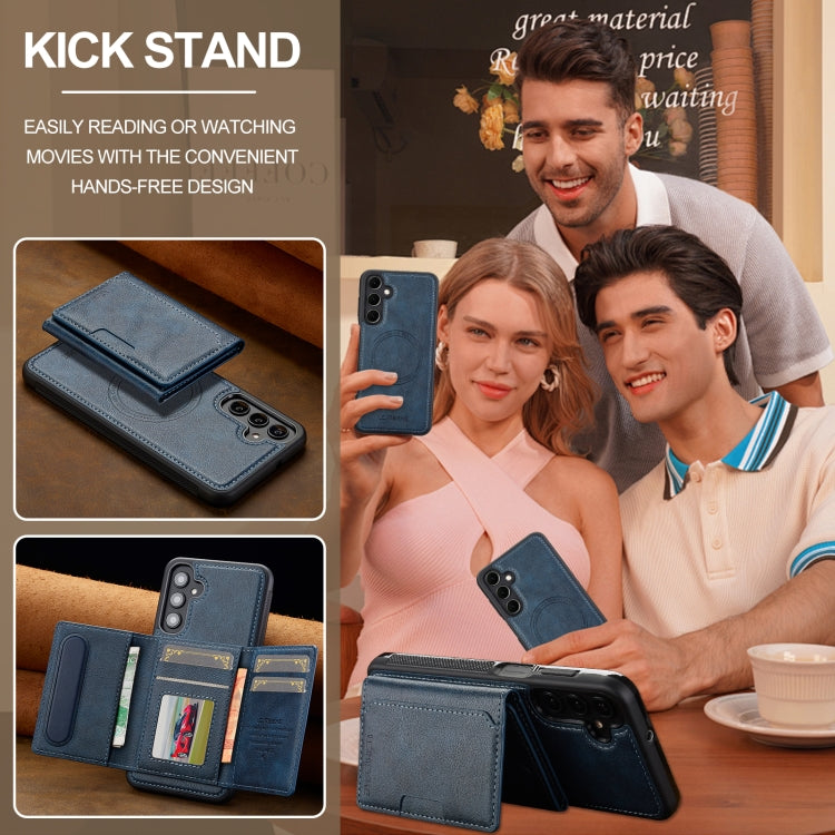 For Samsung Galaxy S24 5G LC.IMEEKE L5 Series Detachable RFID Card Bag Magsafe Phone Case(Blue)