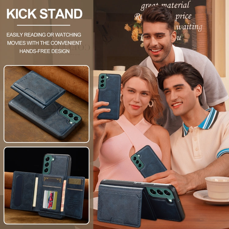 For Samsung Galaxy S21 5G LC.IMEEKE L5 Series Detachable RFID Card Bag Magsafe Phone Case(Blue)