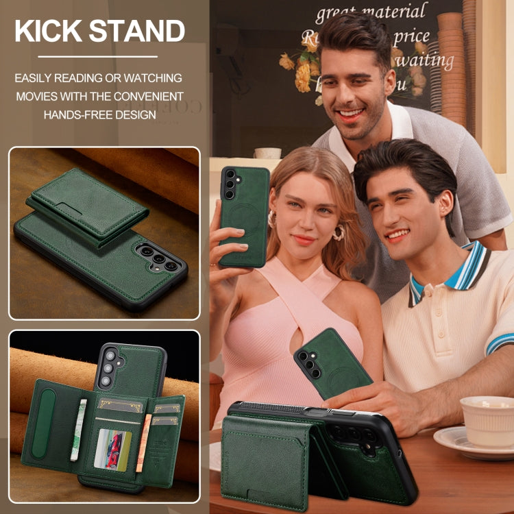 For Samsung Galaxy A35 5G LC.IMEEKE L5 Series Detachable RFID Card Bag Magsafe Phone Case(Green)
