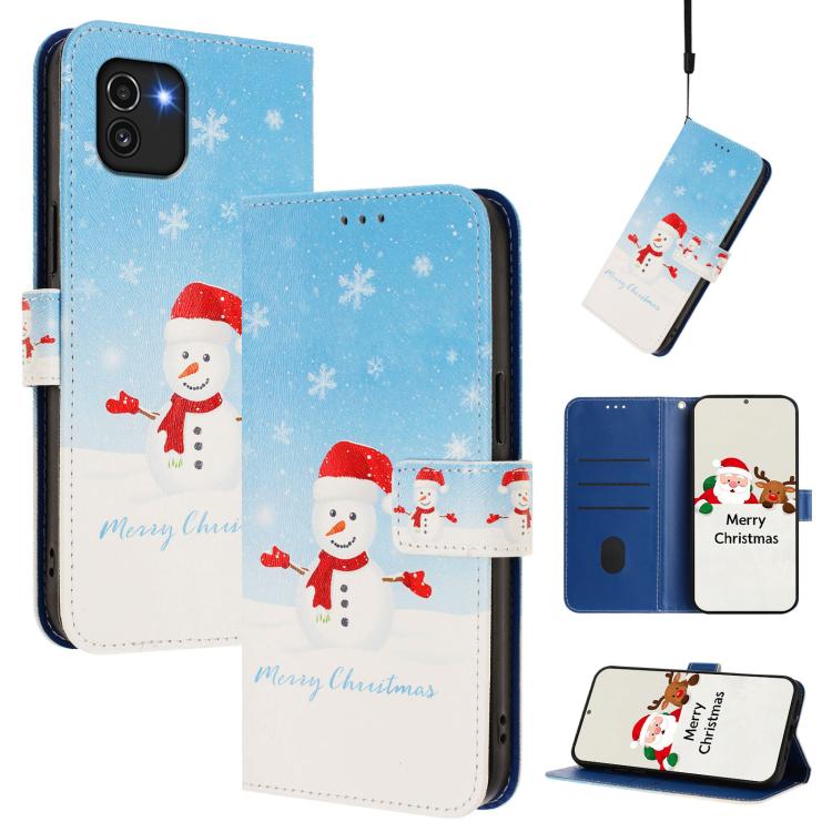 Christmas Series Buckle Leather Phone Case with Hand Strap, For Samsung Galaxy A03 164mm, For Samsung Galaxy A03 166mm