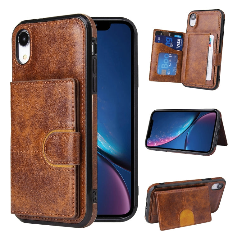 PU + TPU + PC Shockproof Back Cover Case with Card Slot & Holder, For iPhone 12 / 12 Pro, For iPhone 12 Pro Max, For iPhone XS / X, For iPhone XR