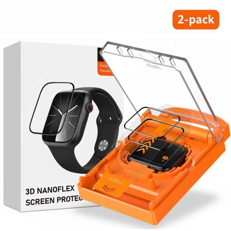 2pcs Easy Install Box Dust-Free Screen-printed Tempered Glass Film, For Apple Watch Series 6 / 5 / 4 / SE 44mm, For Apple Watch Series 6 / 5 / 4 / SE 40mm, For Apple Watch Series 11 / 10 46mm, For Apple Watch Series 11 / 10 42mm