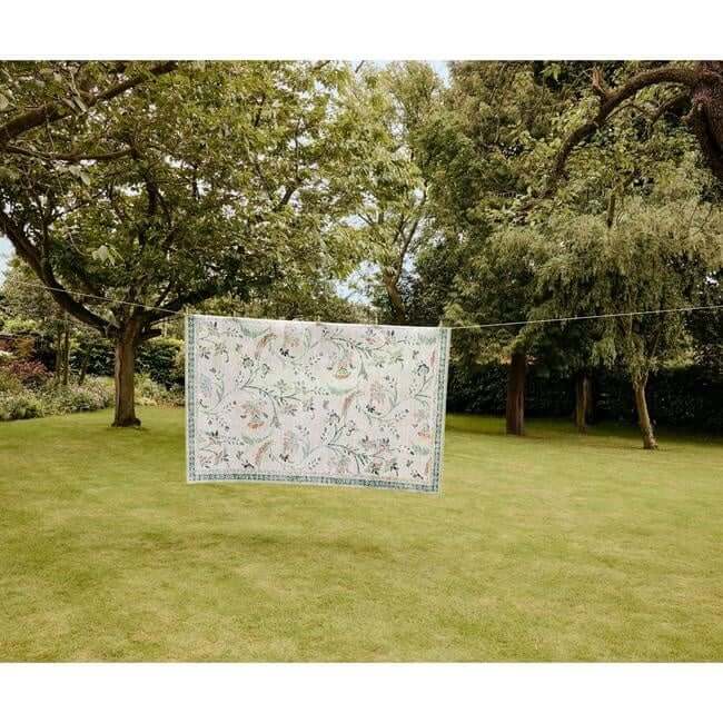 Eco-Washable Green Rug Floral Design