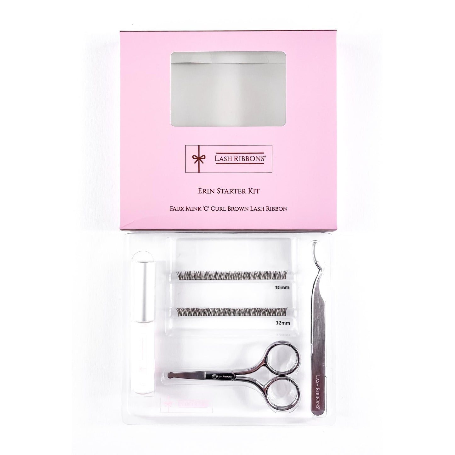 Boxed 'C' Curl Brown Half Lash Ribbons® Starter Kit (With Clear Lash Bond)