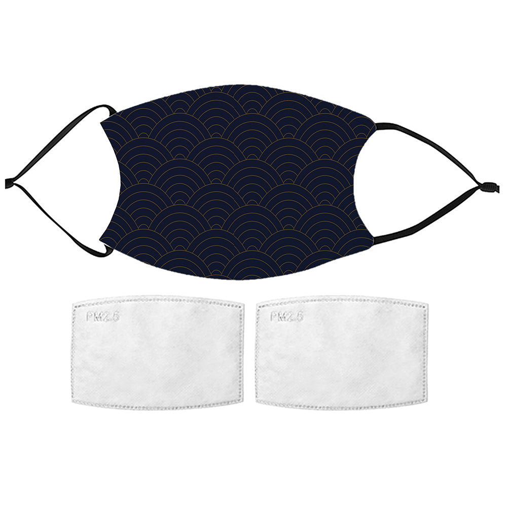 Printed Face Mask - Navy Art Deco Pattern Design