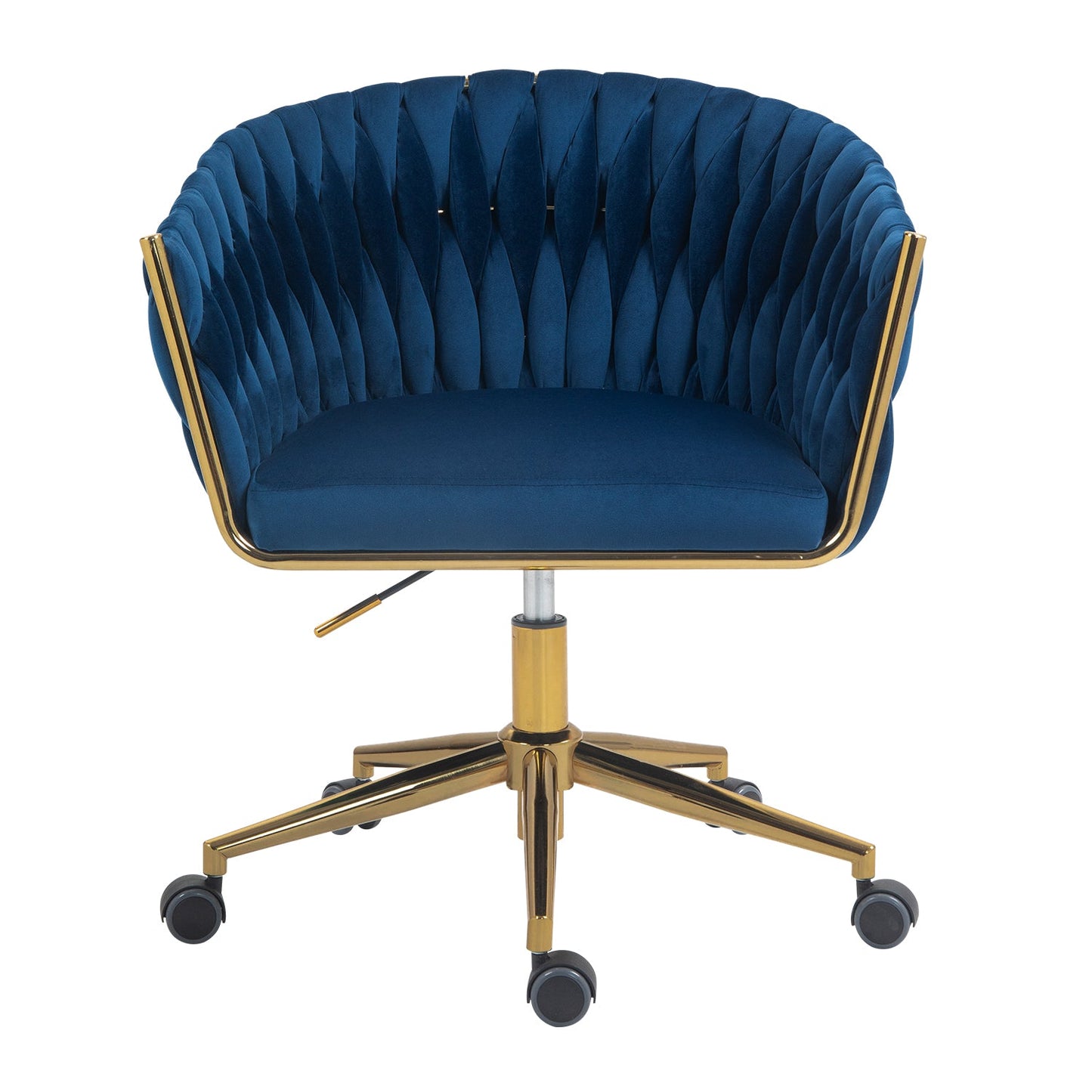 Modern design with wheeled backrest is a hand woven dressing chair that can be adjusted for 360 ° rotation height (BLUE)