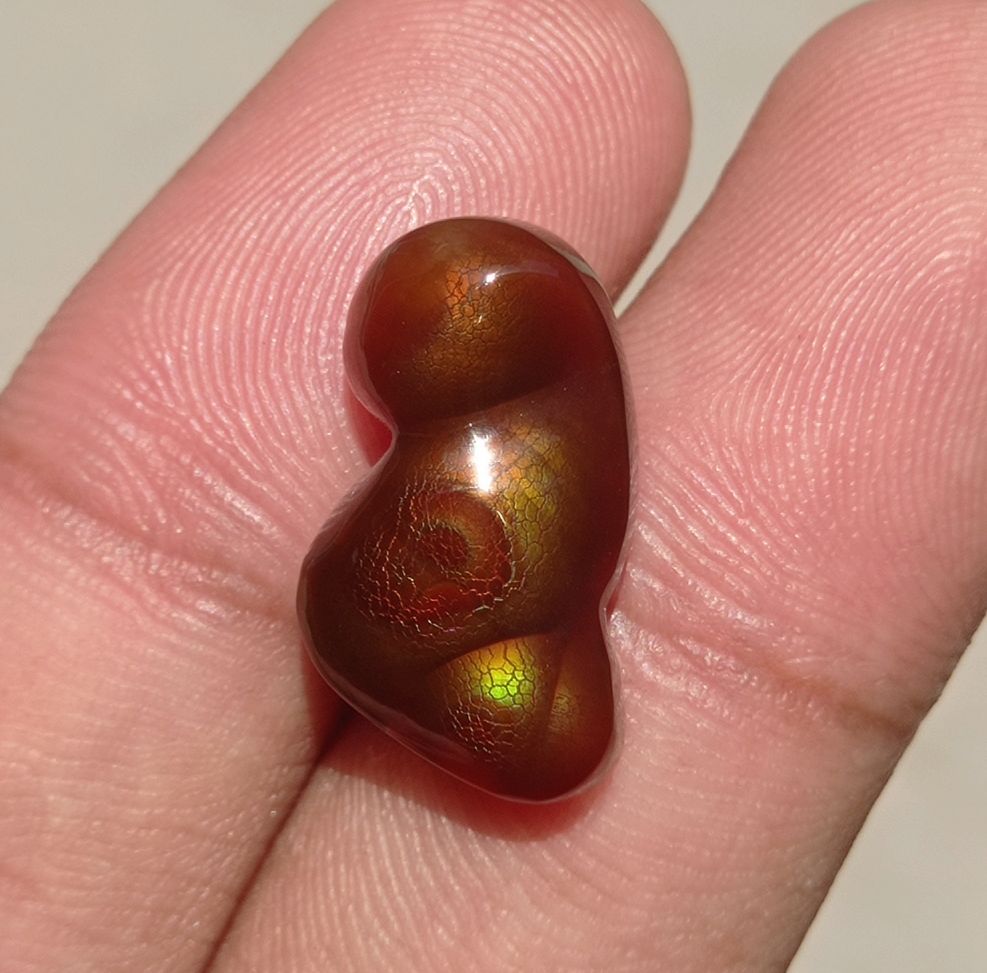 12.6ct Dragon Skin Fire Agate,  Rare Fire Agate, Rare Gemstone than Diamonds, Dimensions 21x12x6mm