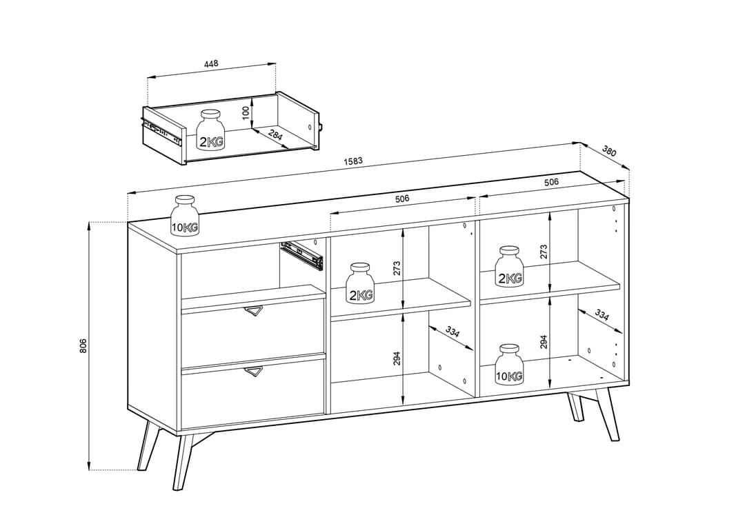Forest Large Sideboard Cabinet 158cm