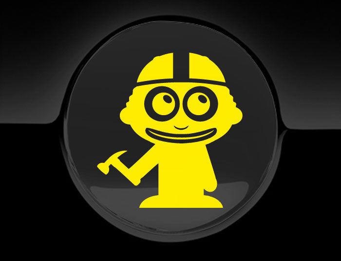Adorable Construction Worker Fuel Cap Car Sticker