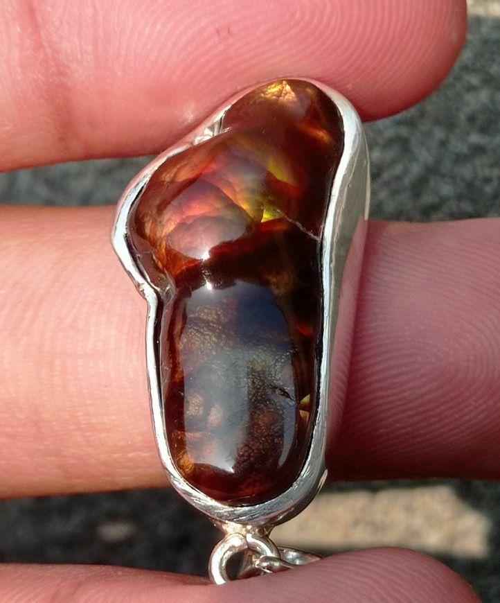 39.8ct Natural Fire Agate in Silver Pendent, Rare Fire Agate Pendant, Fire Agate AZ - Perfect gemstone Gift, Rare Gemstone than Diamonds, Dimensions 29x16x mm