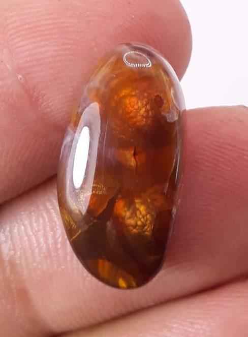11.5ct Mexican Fire Agate,  Rare Fire Agate, Fire Agate cabochon - Perfect gem Gift, Rare Gemstone than Diamonds, Dimensions 18x8mm