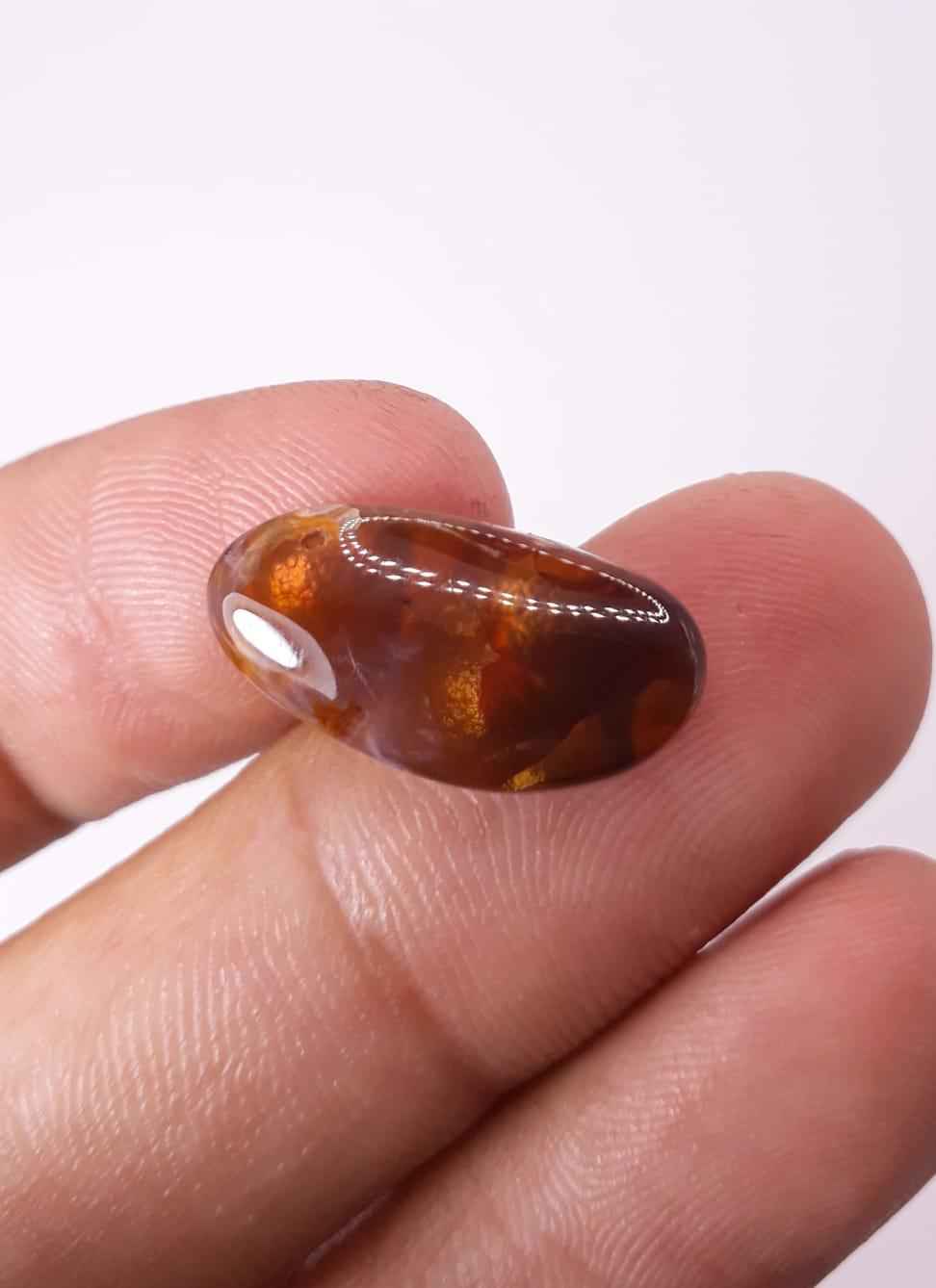 11.5ct Mexican Fire Agate,  Rare Fire Agate, Fire Agate cabochon - Perfect gem Gift, Rare Gemstone than Diamonds, Dimensions 18x8mm