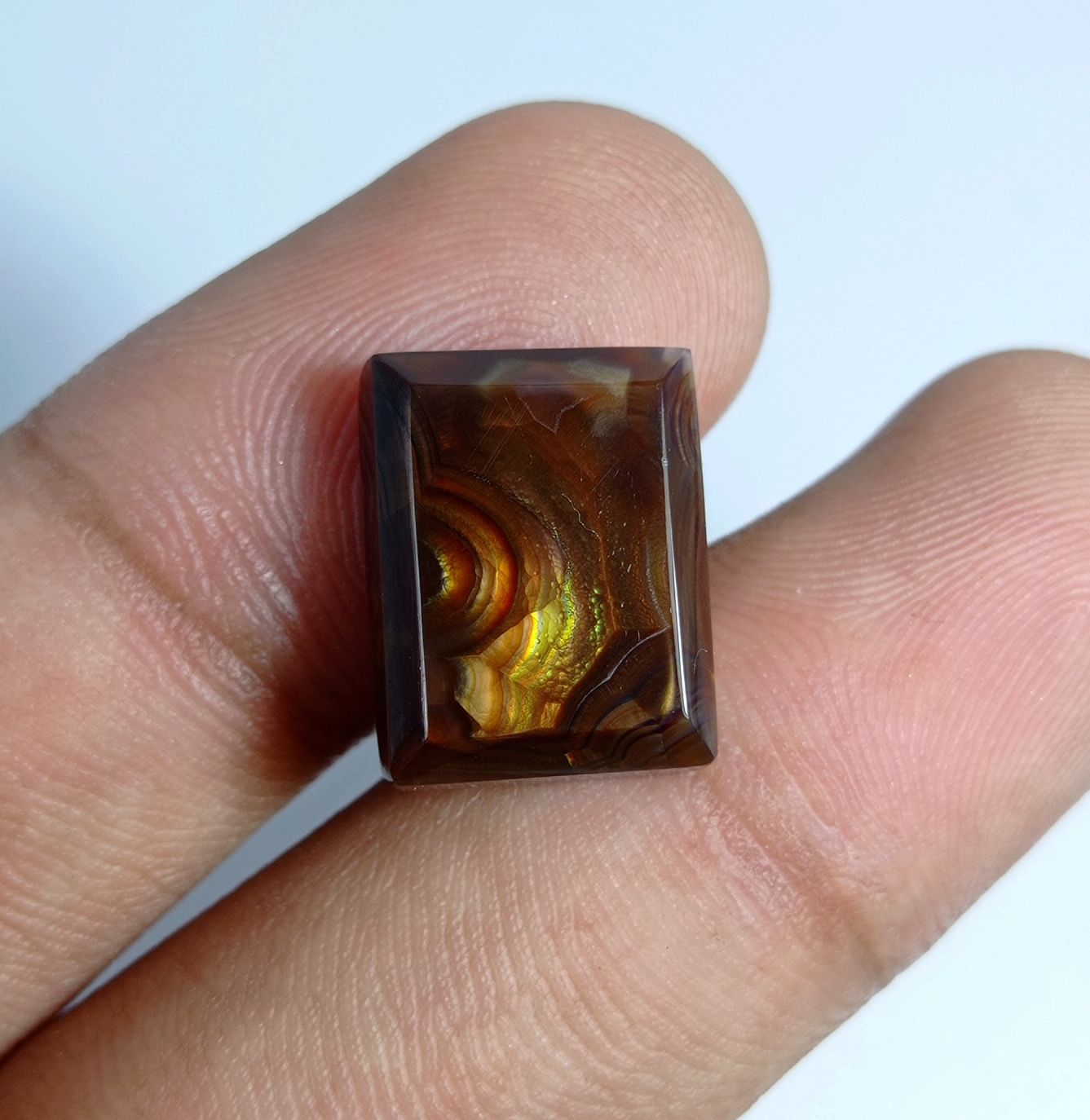 12.4ct Rectangular-Cut Fire Agate - Dimensions 16x12x5mm