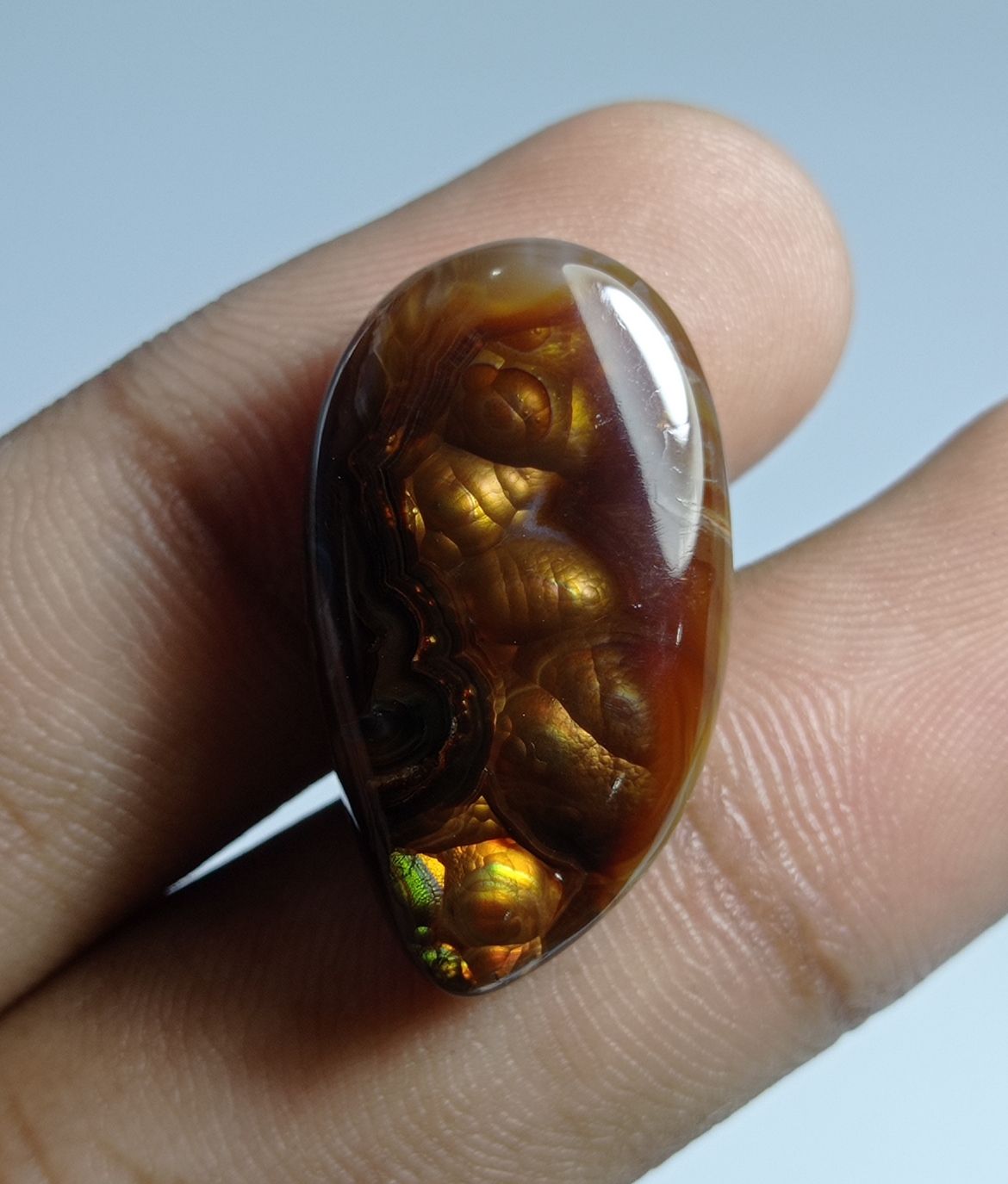 27.3ct Mexican Unique Fire Agate Suitable for Pendant - Rare Than Diamond, Dimensions 27.5x15.5x7mm