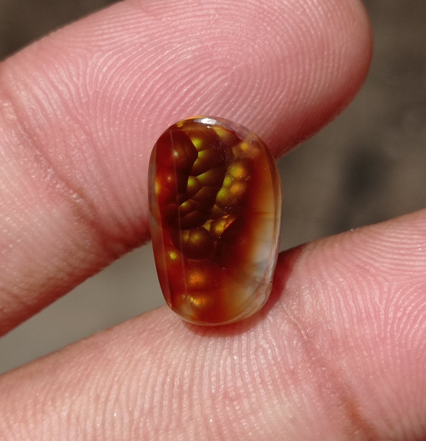 6.3 Mexican Fire Agate, Rare Fire Agate, Bubbly Cabochon Fire Agate, Rare Gemstone than Diamonds, Dimensions 16x10x6mm