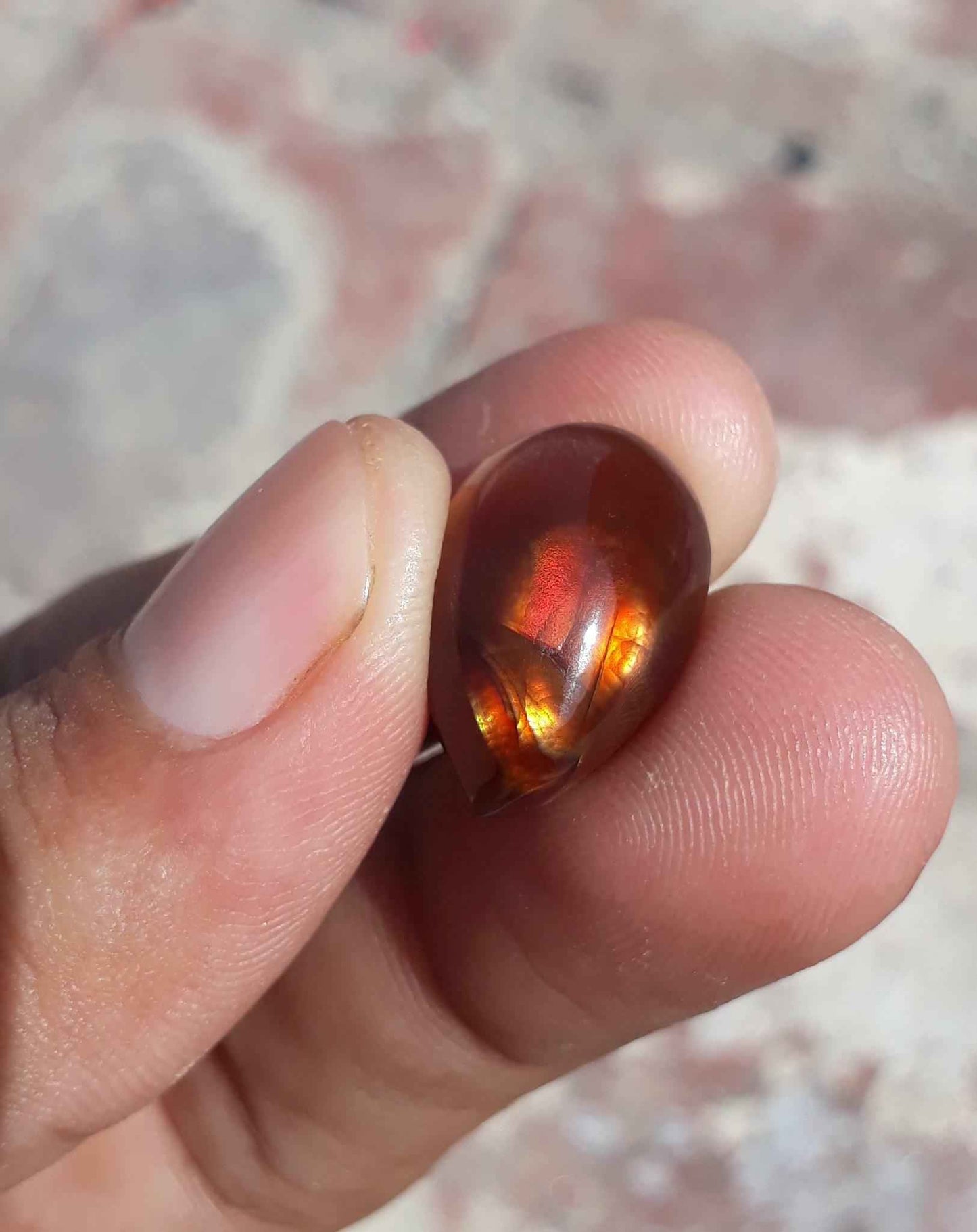 15.5ct Mexican Fire Agate, Rare Fire Agate, Pear Cabochon Fire Agate for Ring and Pendant - Perfect gemstone Gift, Dimensions - 18 x 12 mm