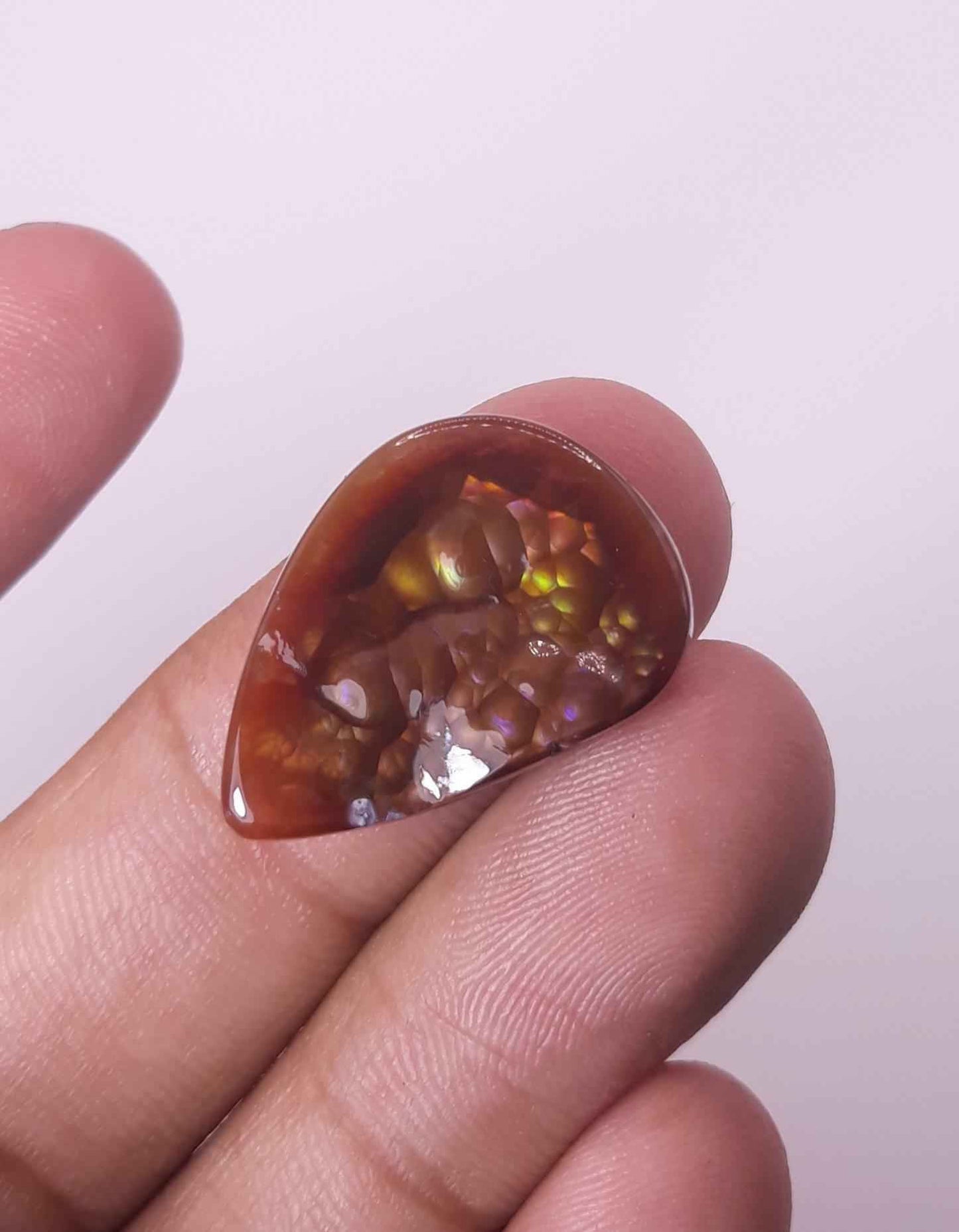 18.5ct Multi Colored Mexican Fire Agate, Rare Fire Agate, Pear Shape Fire Agate - Perfect gemstone Gift, Dimensions 24.2 x 17.2 mm
