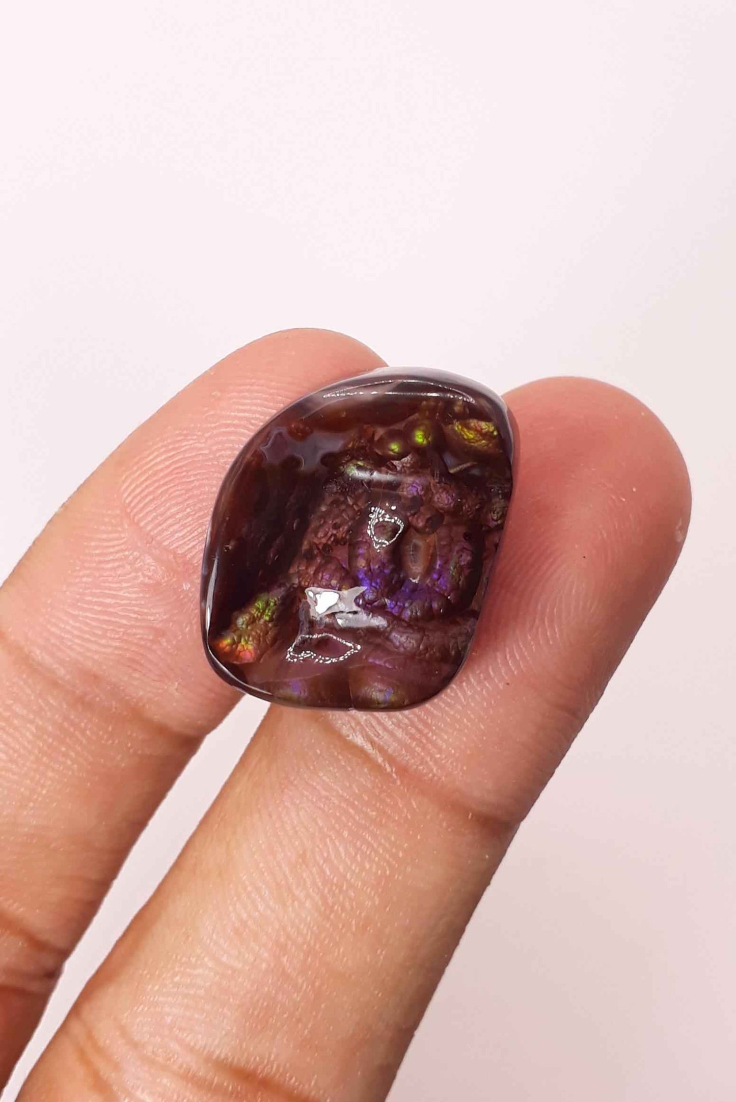 23.8ct Purple Fire Agate, Rare Fire Agate - Polished Fire Agate, Dimensions 23 x 17 mm
