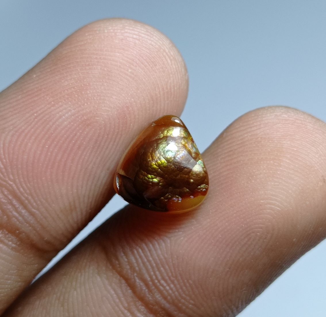 5.1ct Natural Unique Fire Agate - More rarer shade in Agata De Feugo , Dimensions 10.5x10x5.5mm