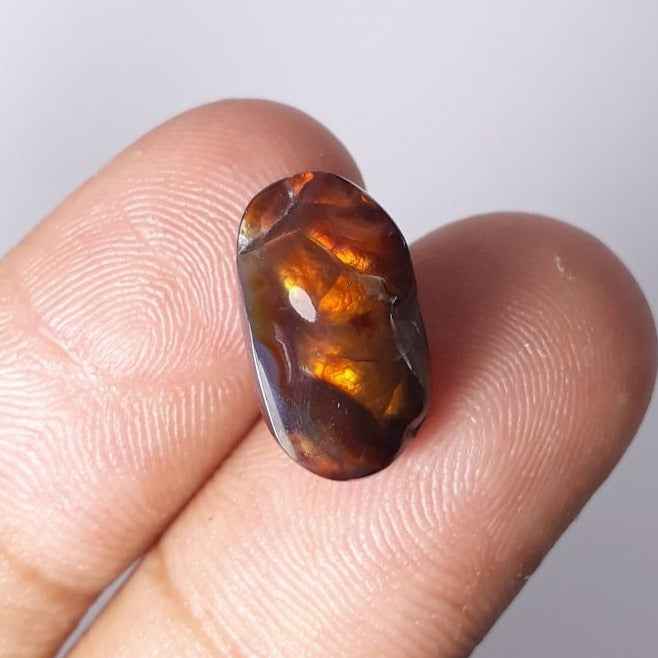 7.4ct Mexican Fire Agate, Rare Fire Agate - Aatshi Aqeeq - Dimensions 15x9mm