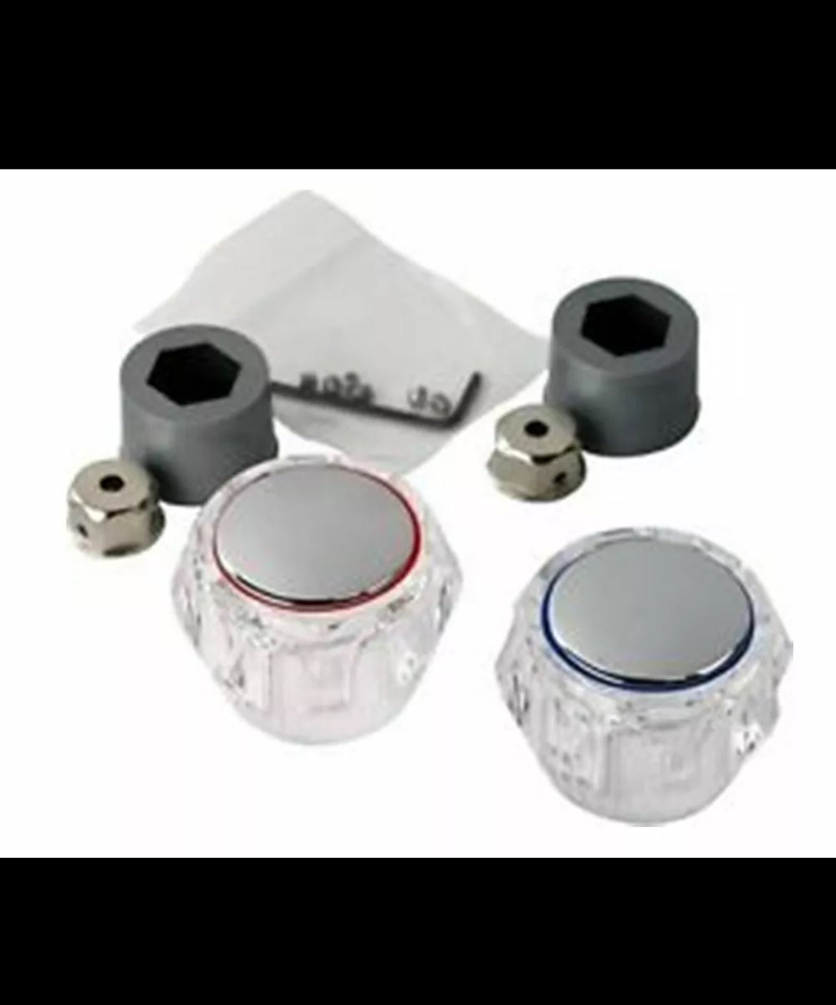 Acrylic Plastic Tap Head Replacement Kit Bathroom Kitchen Hot Cold Pair