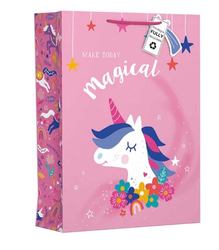 Jumbo gift bag - pink magical unicorn