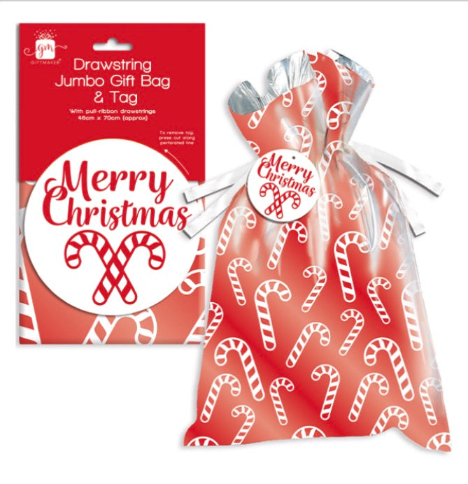 Candy cane jumbo gift bag and tag