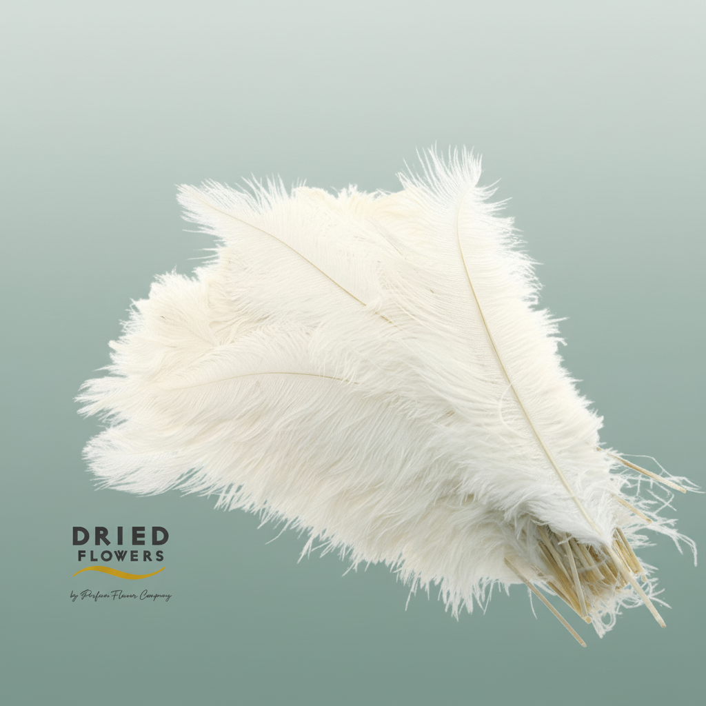 Dried Ostrich Feather White Big