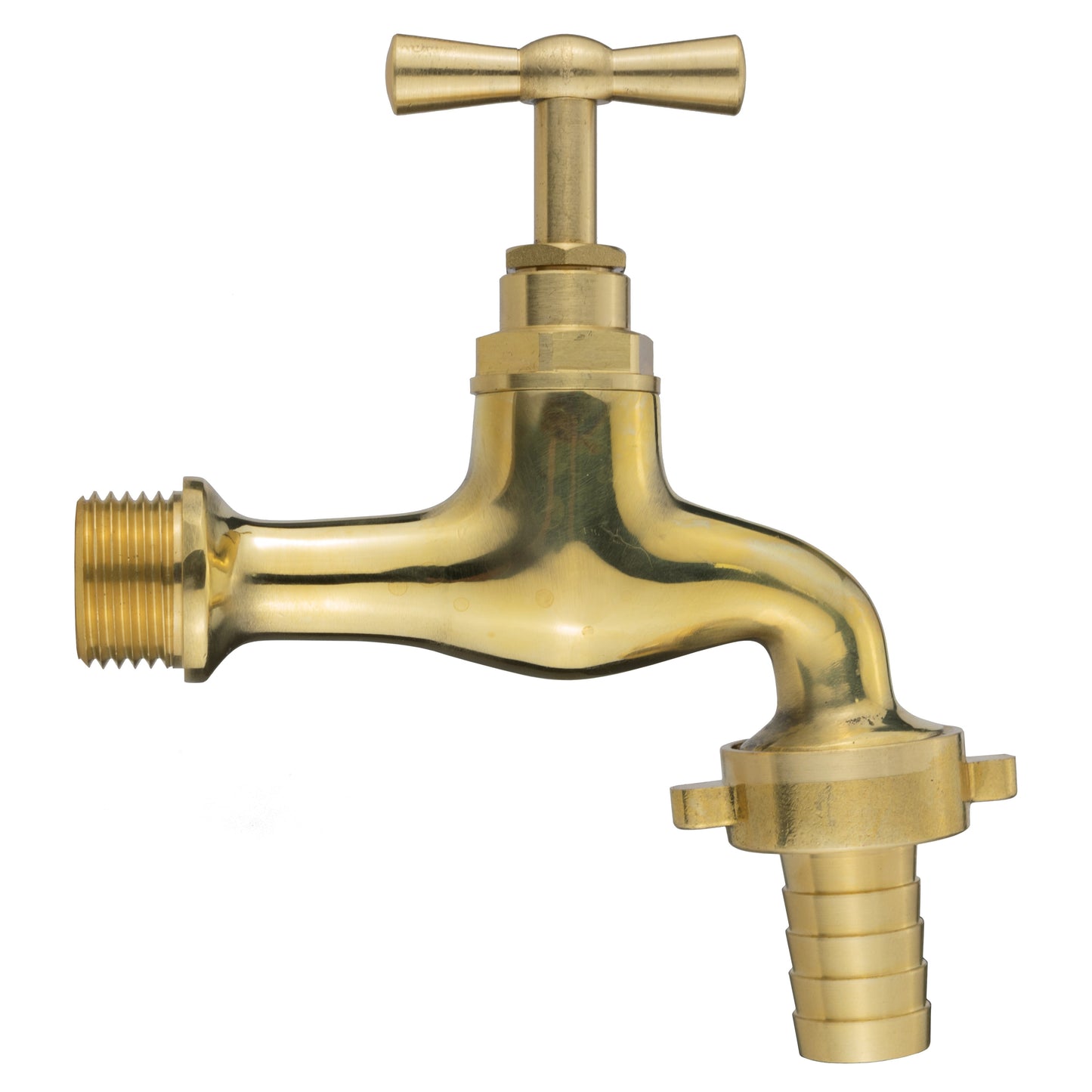 Garden Tap Polished Brass 1/2in BSPM - 19mm Barb Brass Water Fitting Tap Adapter
