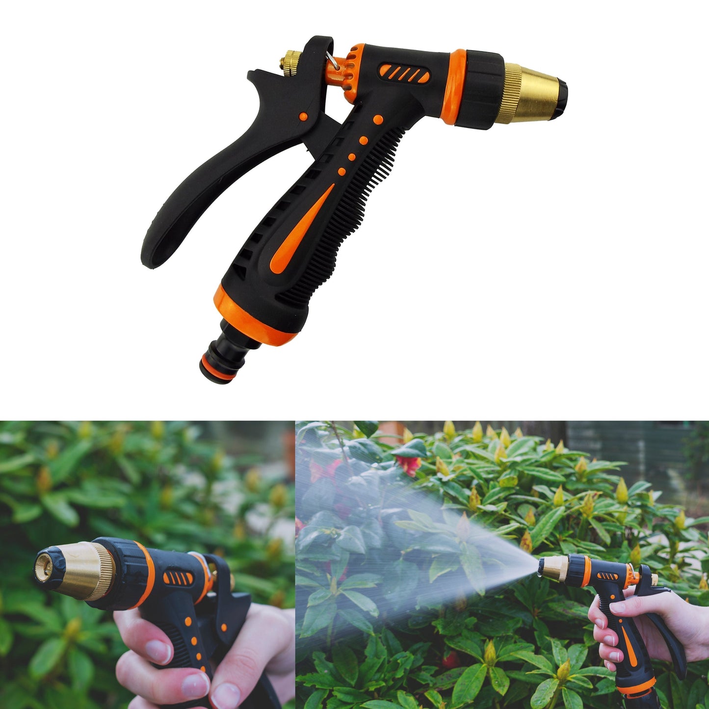 Adjustable Garden Hose Sprayer (Black/Orange Zebra)
