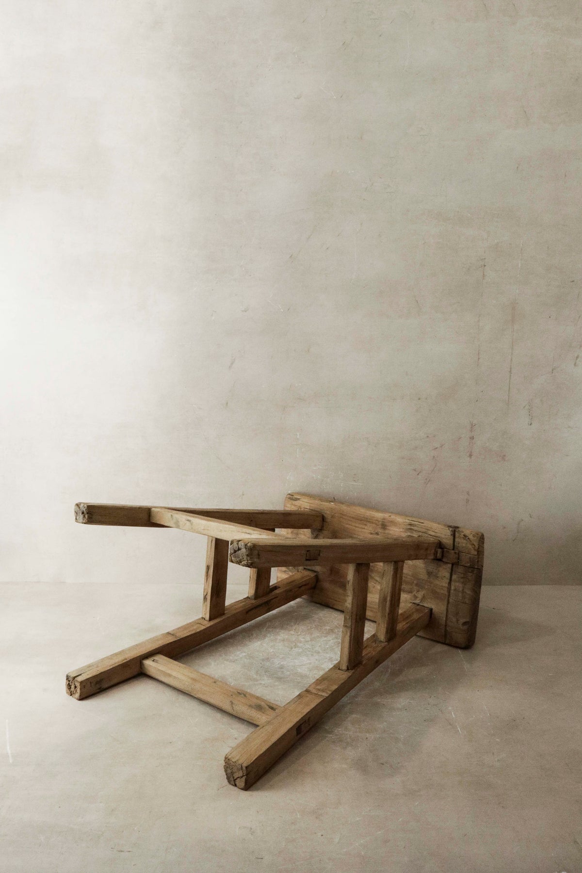 Vintage Rustic Elm Wood Stool - Medium - No 18